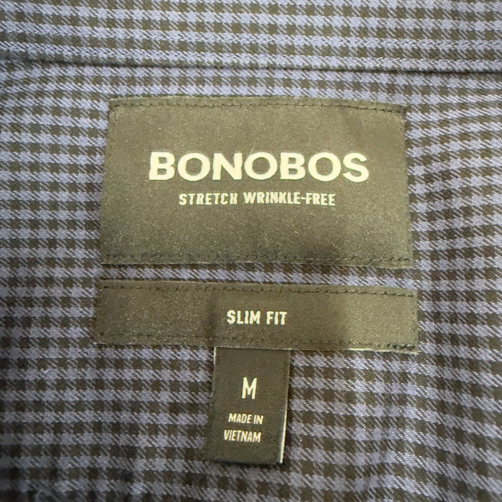 Bonobos Stretch Wrinkle-Free Slim Fit Button Down Shirt Navy Blue Size M